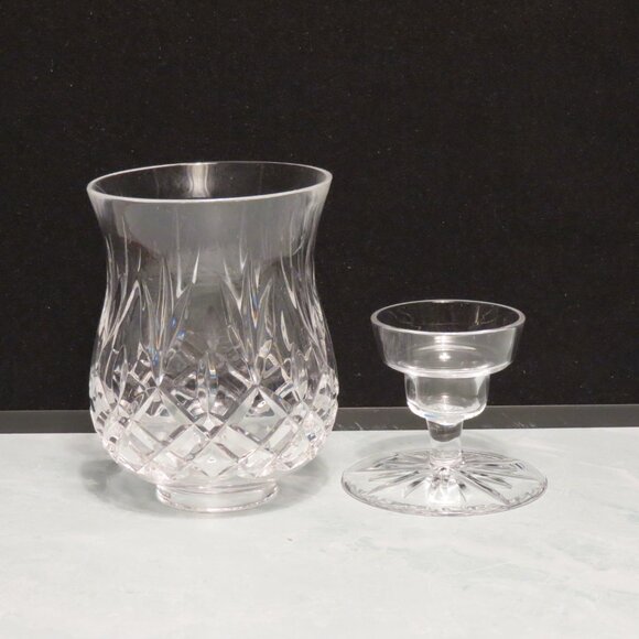 Vintage Crystal Hurricane Lamp Candle Holder Diamond/Pineapple Pattern - Picture 2 of 2